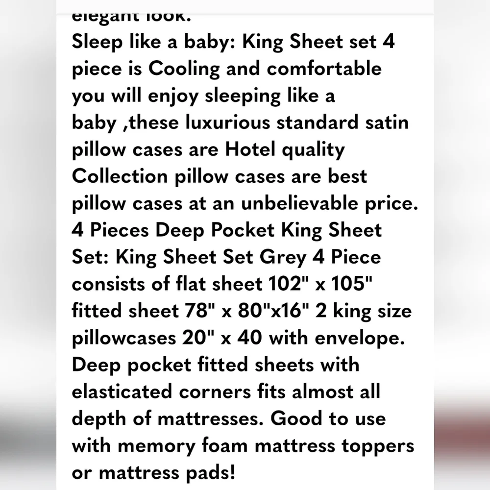 King Sz 4 Pc Bed Sheet Set Silky Smooth Satin Deep Pocket X002YMM88F